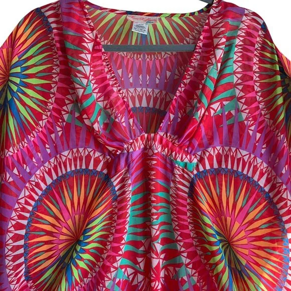 Mara Hoffman Beach Party Kaftan Swim Cover Maxi Dress Sheer Flowy - Picture 4 of 11